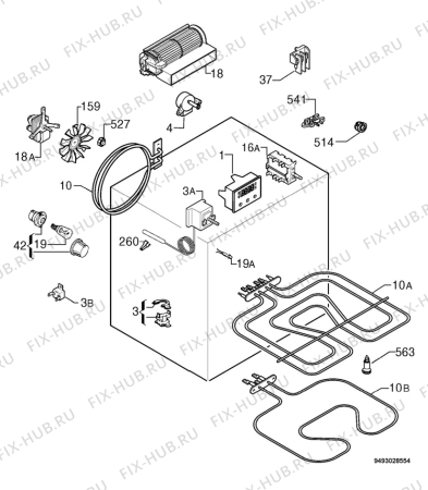 Взрыв-схема плиты (духовки) Zanussi ZOB668QB - Схема узла Electrical equipment 268