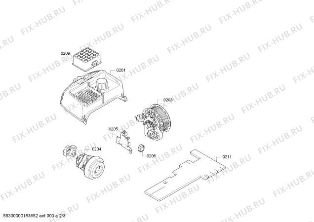 Взрыв-схема пылесоса Bosch BGL3B220 GL-30 - Схема узла 02