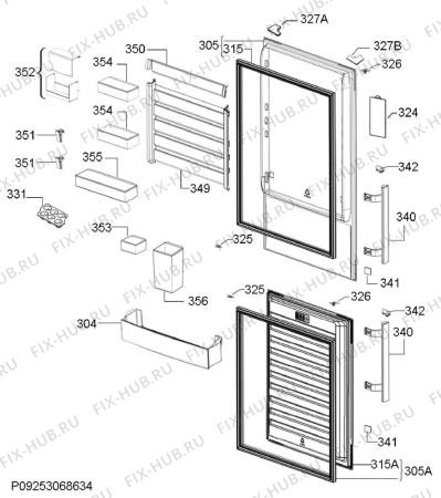 Взрыв-схема холодильника Electrolux EN3855MFX - Схема узла Door
