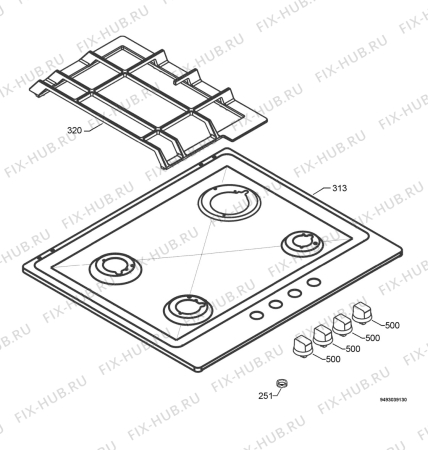 Взрыв-схема плиты (духовки) Rex Electrolux PQX640UOV - Схема узла Hob 271