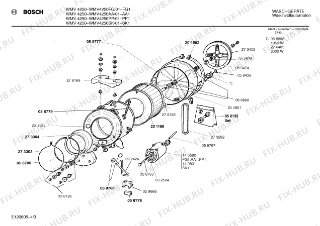 Схема №1 WMV4250AA с изображением Ручка выбора программ для стиральной машины Bosch 00058695