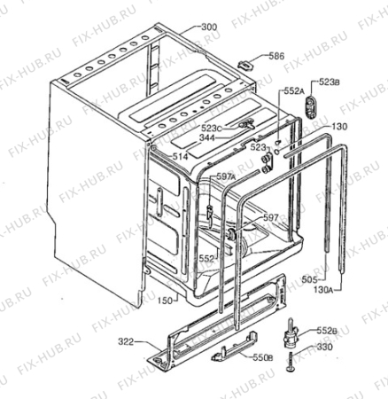 Взрыв-схема посудомоечной машины Tricity Bendix ZT615 - Схема узла Cabinet + armatures