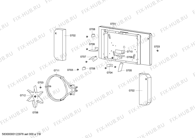 Схема №3 HB15K8Z0C с изображением Дверь для плиты (духовки) Siemens 00478468