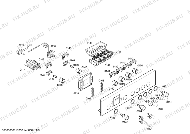 Схема №1 P1HEB38020 с изображением Панель управления для плиты (духовки) Bosch 00442796