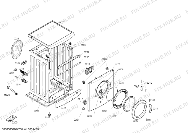 Взрыв-схема стиральной машины Bosch WFO2420FG Maxx WFO2420 - Схема узла 02