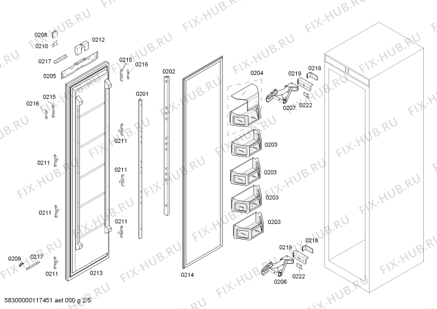 Схема №1 T18IF70CSS с изображением Монтажный набор для холодильной камеры Bosch 00661386
