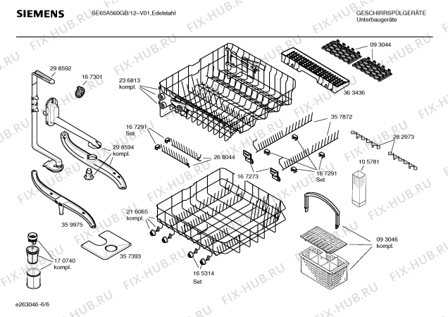 Взрыв-схема посудомоечной машины Siemens SE65A560GB - Схема узла 06