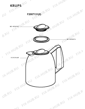 Взрыв-схема кофеварки (кофемашины) Krups F2007131(0) - Схема узла BP001523.9P2