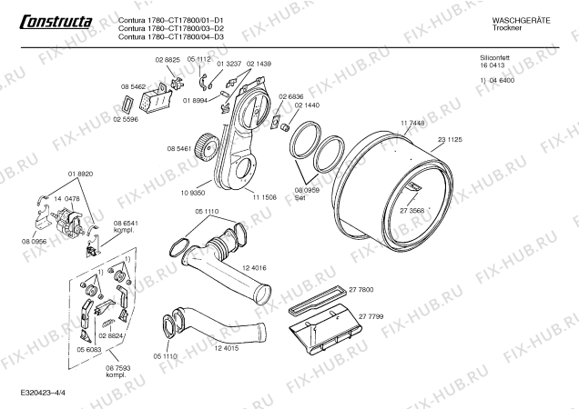 Схема №1 CT17800 CONTURA с изображением Панель для сушилки Bosch 00277822