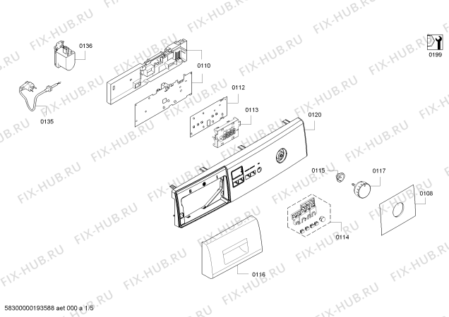 Схема №2 WLG20160BY Maxx 5 с изображением Панель управления для стиральной машины Bosch 00794354