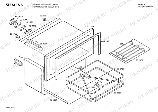 Взрыв-схема плиты (духовки) Siemens HB90420GB - Схема узла 07