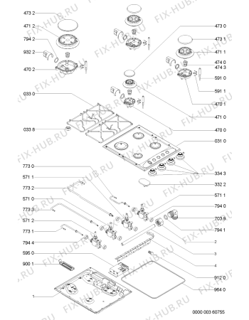 Схема №1 AKM 212/NA с изображением Переключатель для плиты (духовки) Whirlpool 481941129285