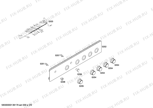 Схема №1 HSG202020F с изображением Кабель для плиты (духовки) Bosch 00498671