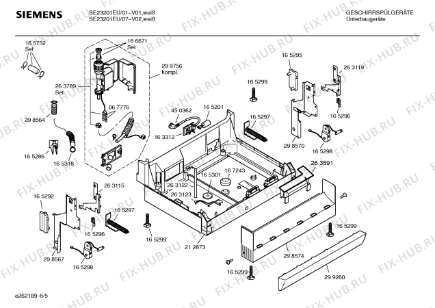 Взрыв-схема посудомоечной машины Siemens SE23201EU - Схема узла 05
