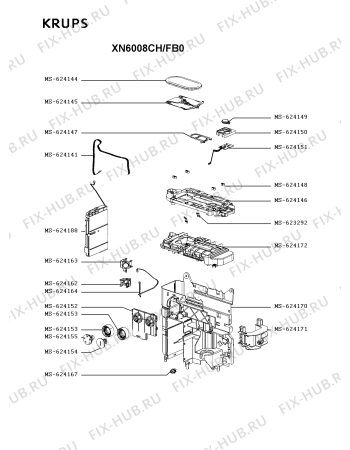 Взрыв-схема кофеварки (кофемашины) Krups XN6008CH/FB0 - Схема узла MP005456.2P2