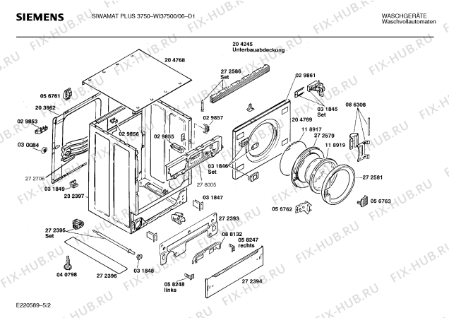 Схема №3 WI37500 SIWAMAT PLUS 3750 с изображением Панель управления для стиралки Siemens 00273966