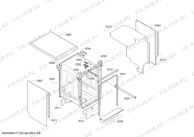 Схема посудомоечной машины Bosch SPS40X92RU, Made in Germany; Aqua Stop - Схема узла 03 Взрыв-схема посудомоечной машины Bosch SPS40X92RU, Made in Germany; Aqua Stop - Схема узла 03