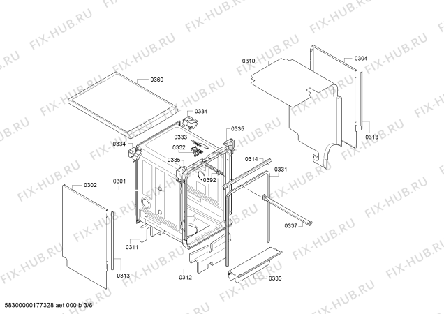 Взрыв-схема посудомоечной машины Bosch SPS40X92RU, Made in Germany; Aqua Stop - Схема узла 03