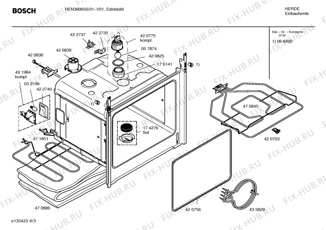 Схема №1 HEN764650 с изображением Ручка конфорки для электропечи Bosch 00423438