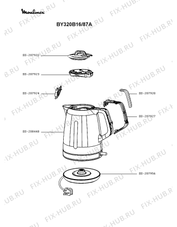 Схема №1 BY320B16/87A с изображением Крышка для чайника (термопота) Moulinex SS-207922
