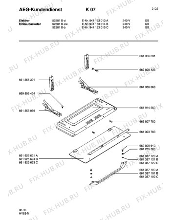 Схема №1 5201B-D GB с изображением Рукоятка для электропечи Aeg 8996613871004