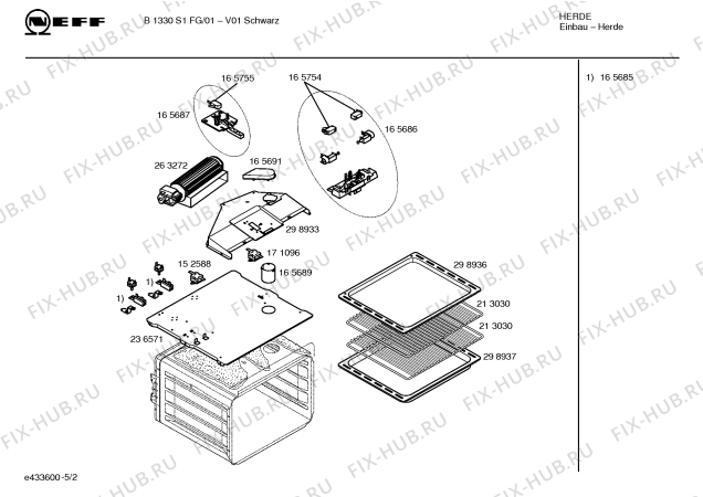 Схема №1 B1330W1FG с изображением Инструкция по эксплуатации для духового шкафа Bosch 00529029