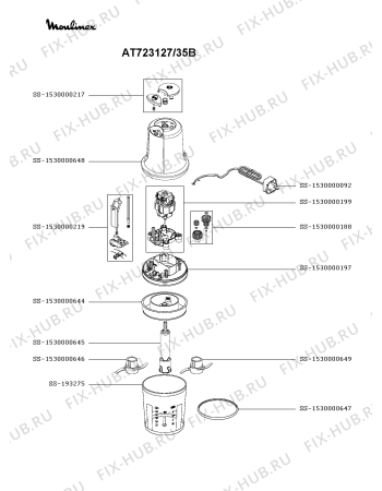 Схема №1 MQ723140/35B с изображением Корпусная деталь для электромиксера Tefal SS-1530000647