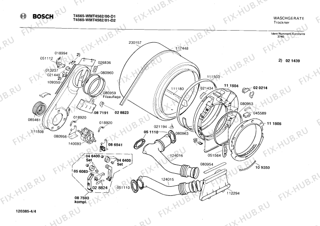 Взрыв-схема сушильной машины Bosch WMT4562 - Схема узла 04