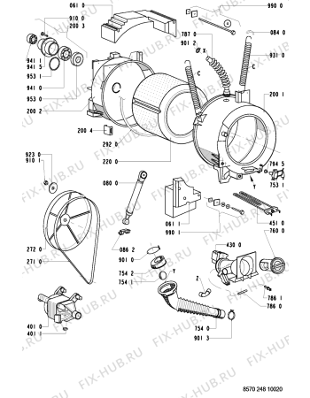 Взрыв-схема стиральной машины Whirlpool AWM 248/3 - Схема узла