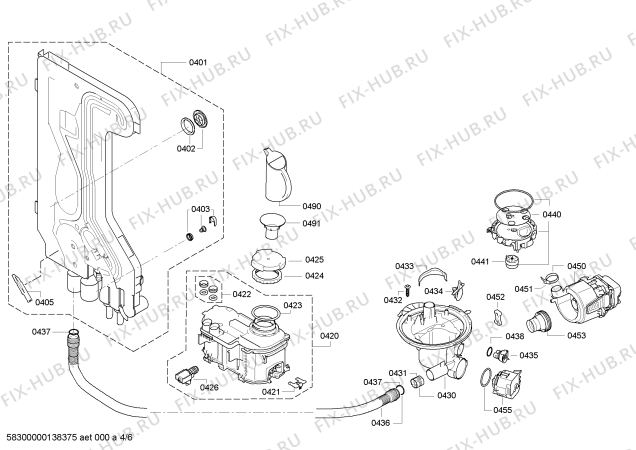 Взрыв-схема посудомоечной машины Siemens SN25E206EU - Схема узла 04