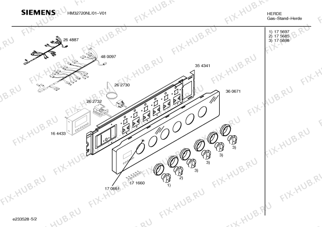 Схема №1 HM32720NL с изображением Панель управления для электропечи Siemens 00360671