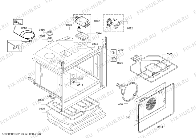 Взрыв-схема плиты (духовки) Bosch HBG73U530W - Схема узла 03