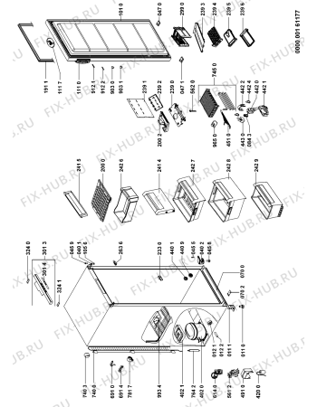 Схема №1 AFG 8284/1 NF с изображением Часть корпуса для холодильника Whirlpool 480132100998