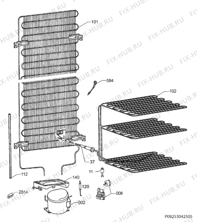 Взрыв-схема холодильника Rex Electrolux RRB36233W - Схема узла Cooling system 017