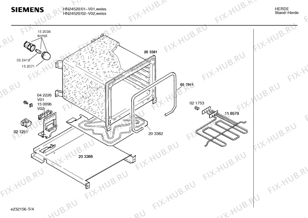 Взрыв-схема плиты (духовки) Siemens HN24520 - Схема узла 04