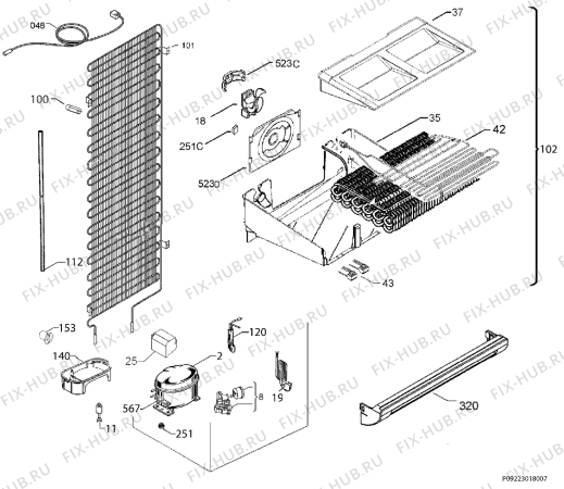 Взрыв-схема холодильника Electrolux EUF2748AOX - Схема узла Cooling system 017