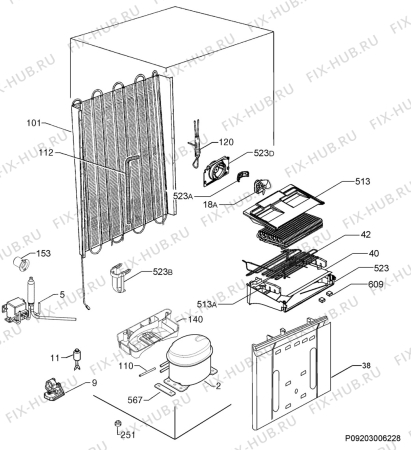 Взрыв-схема холодильника Electrolux ENB44693X - Схема узла Cooling system 017