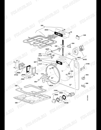 Взрыв-схема плиты (духовки) Tiba EB K-STEAM - Схема узла Functional parts