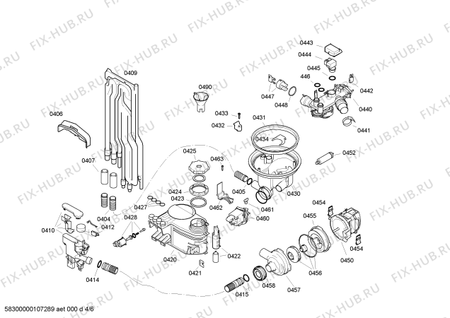 Взрыв-схема посудомоечной машины Bosch SGS43E72EU - Схема узла 04