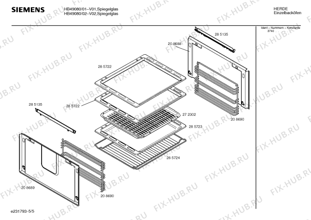 Схема №1 HB49080 с изображением Панель для духового шкафа Siemens 00285728