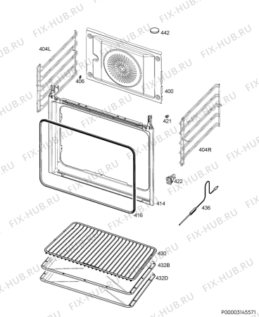 Взрыв-схема плиты (духовки) Electrolux EOP601X - Схема узла Oven