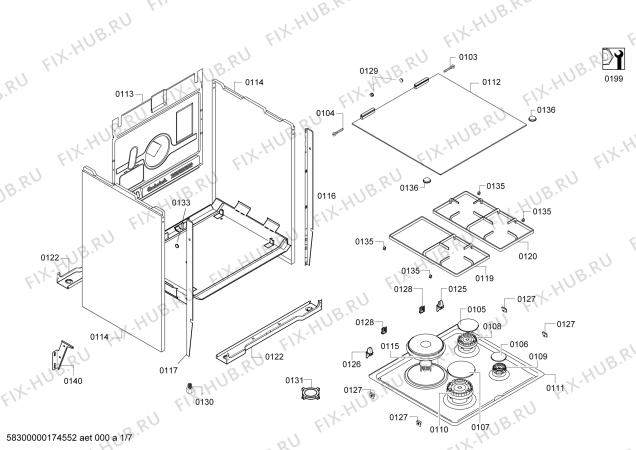 Схема №2 FRS3210ETD Profilo с изображением Панель управления для плиты (духовки) Bosch 00749538