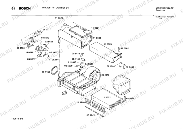 Взрыв-схема сушильной машины Bosch WTL4261 - Схема узла 05