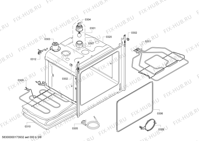 Взрыв-схема плиты (духовки) Siemens HB301E0Q - Схема узла 03