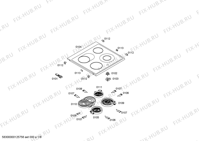 Схема №1 HLN654051E с изображением Винт для плиты (духовки) Bosch 00610202