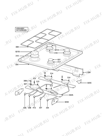 Взрыв-схема плиты (духовки) Parkinson Cowan CLASICGRN2 - Схема узла H10 Hob