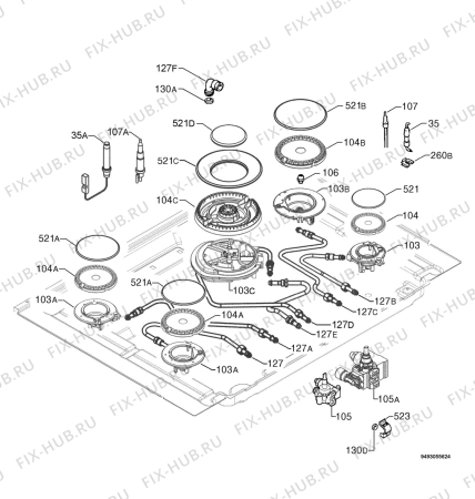 Взрыв-схема плиты (духовки) Electrolux EHG75932X - Схема узла Functional parts 267