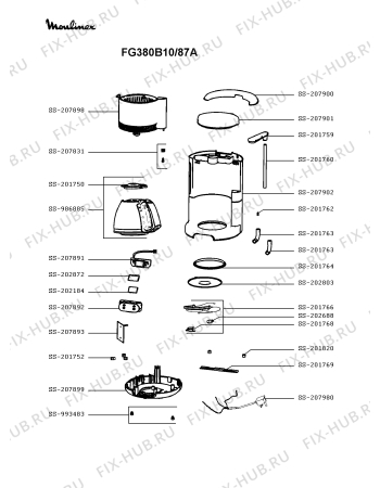Схема №1 FG370D11/87A с изображением Пружинка для кофеварки (кофемашины) Moulinex SS-207831