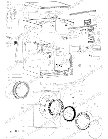 Схема №1 AWOE 10200 с изображением Модуль (плата) для стиралки Whirlpool 481010753931