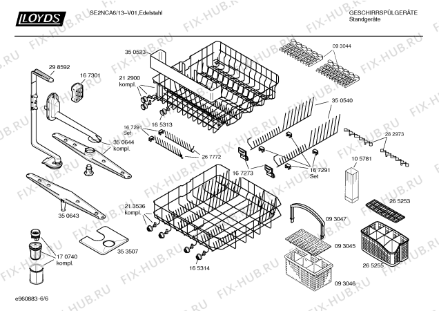 Взрыв-схема посудомоечной машины Lloyds SE2NCA6 026/219-06 - Схема узла 06